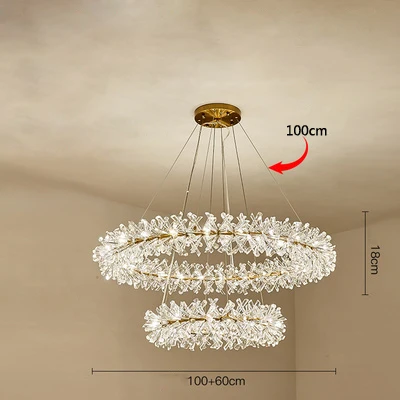100cm-60cm Постмодерн чистая красная Гостиная Подвесные светильники Ресторан Роскошные хрустальные подвесные лампы скандинавский Светлячок спальня светодиодные свисающие светильники - Цвет корпуса: 100cm-60cm