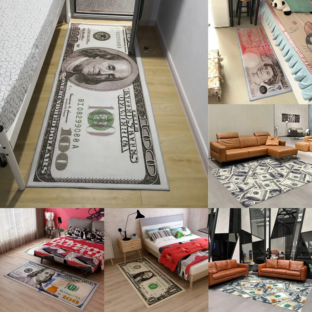 Creative 100 Dollar Carpet Rug Hundred Bill Runner American Living Room Bedroom Home Decor | Дом и сад