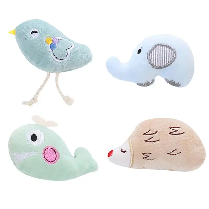 

4PCS Plush Cat Toy Cute Bird Hedgehog Whale Elephant Cat Toy Multicolor Pet Kitten Catnip Toy Interactive Tools Pet Supplies