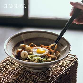 

CHANSHOVA Chinese Hand-painted Spiral Pattern High-capacity Ceramic Bowl Porcelain Mixing Bowl Tableware Kitchen Utensils H249