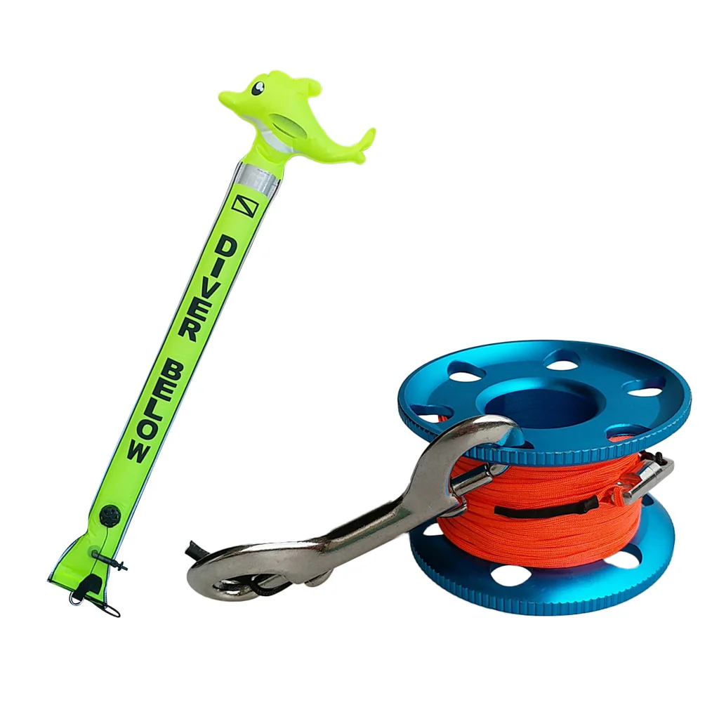 

Scuba Diving Finger Spool Reel Line Clip & Dive Surface Marker Buoy SMB