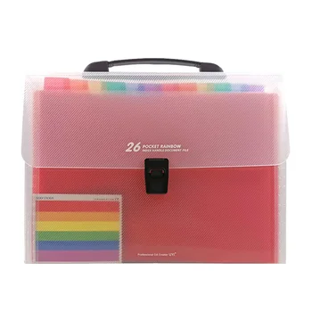 

1pc Rainbow Document File Package Handheld Multilayer Folder Bag Portable Data Packages Documents Folder for Student Teachers (C