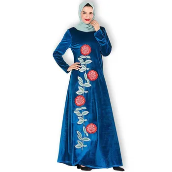 

Abaya Musim Dress Women Max Gown Flora Long Sleeve Robe Islamic Clothing Caftan Marocain Plus Size Party Dress 4XL Baju Muslim W