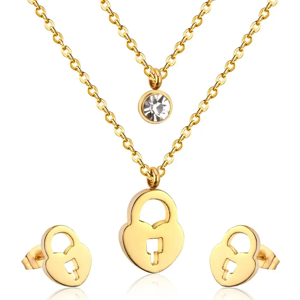 LUXUKISSKIDS Gold/Steel Double Chains Necklace Women Accessories