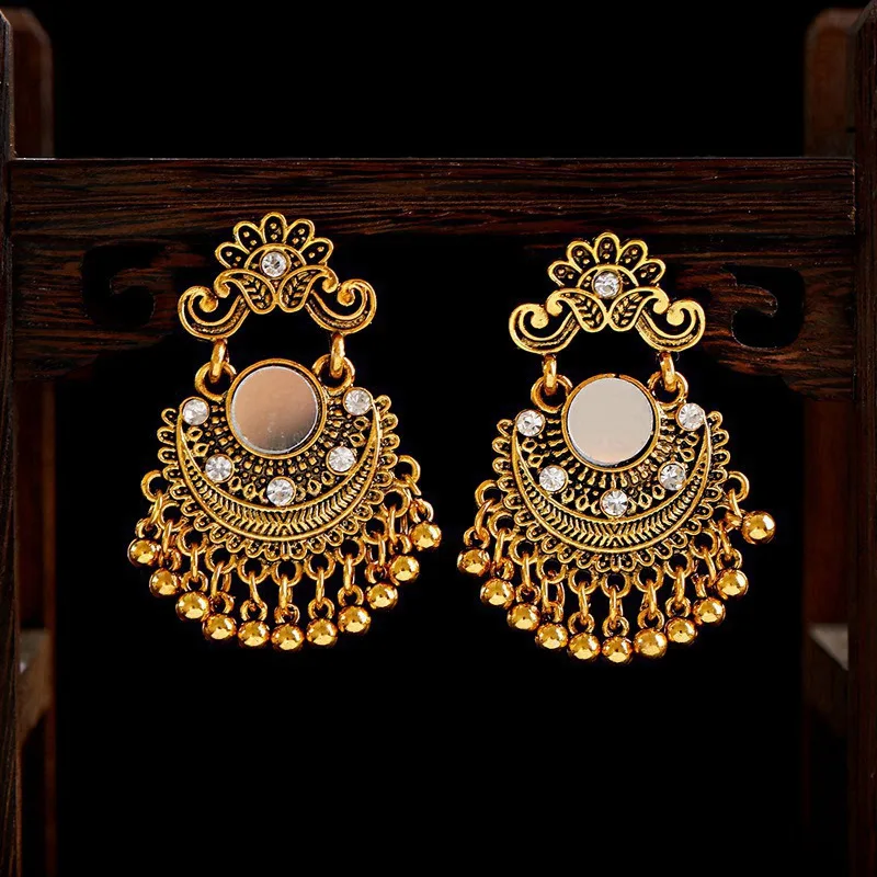 Классические женские цыганские золотые свадебные серьги в виде цветка, ювелирные изделия в стиле бохо, дамские Ретро индийские серьги-сережки oorbellen