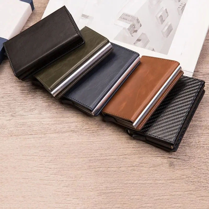Анти-дегаузсинг держатель для Карт RFID блокирующий держатель для карт алюминиевый всплывающий чехол для ID кредитных карт кошелек органайзер для женщин и мужчин