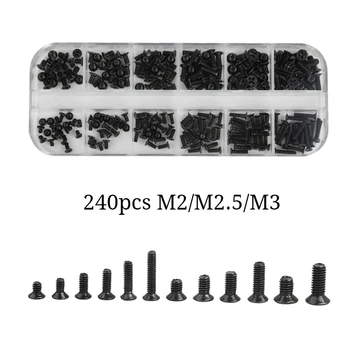 

240Pcs M2 M2.5 M3 Carbon Steel Screw Nuts for Laptop Micro Computer Case Assemble Mini Digital Mechanical Repair Screws Kit