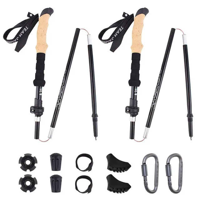 US $32.29 2Pcs Hiking Walking Sticks Carbon Fiber Trekking Pole Ultralight Camping Hiking Foldable Nordic Wal