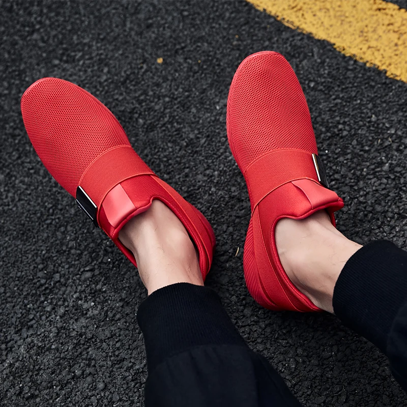 Damyuan спортивная обувь для мужчин обувь мужская Zapatos De Hombre красный Flyknit кроссовки весна осень Повседневный стиль размера плюс 46 48