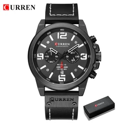 Men's Luxury Leather Quartz Watch - Elegant Fashion Date Sport Wristwatch (Red)