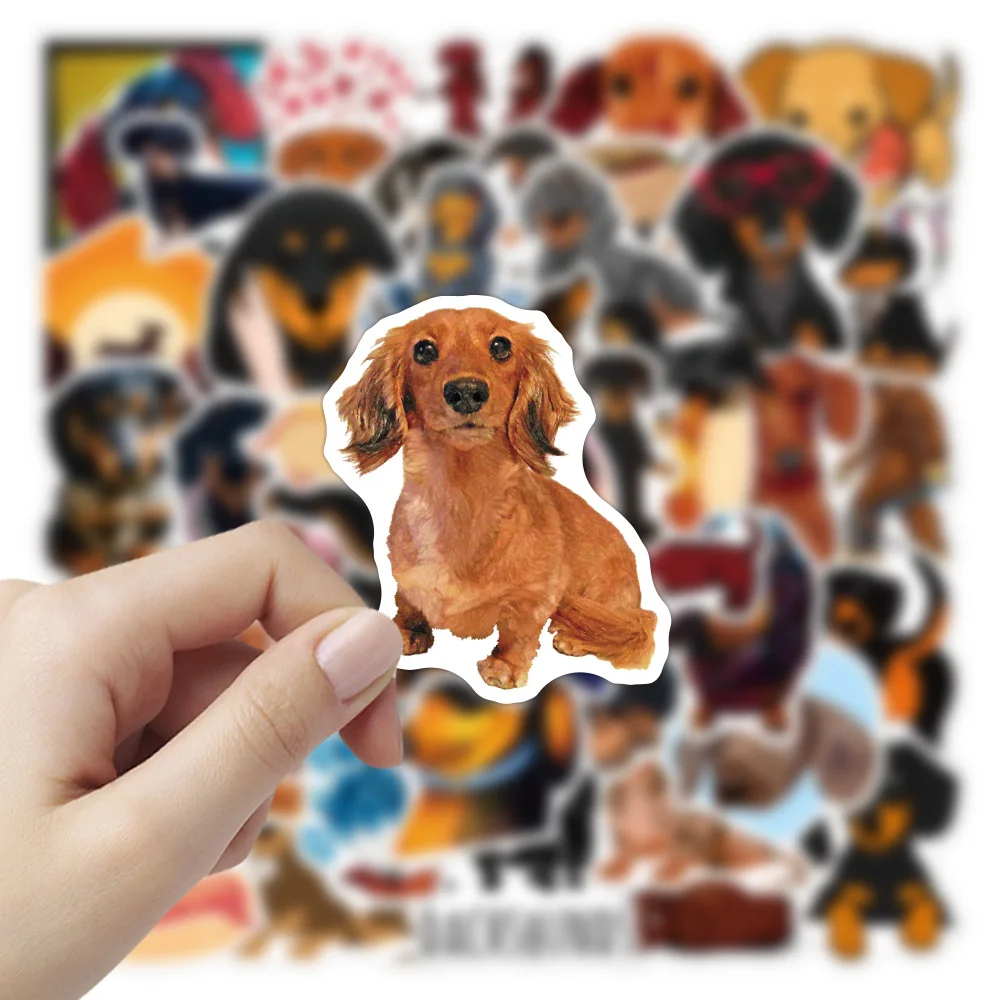 50pcs/set Cute Dachshund Dog Small Waterproof Wall Stickers for Bike Laptop Notebook Guitar