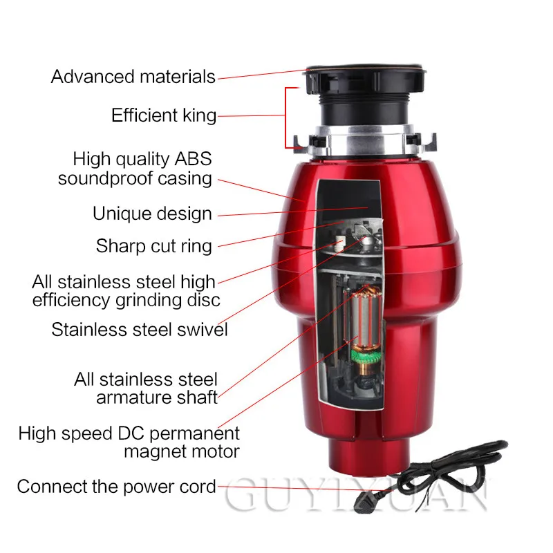 110 В/375 Вт автоматический кухонный измельчитель отходов Полностью закрытый звукоизоляционный измельчитель мусора бытовой кухонный измельчитель пищевых отходов