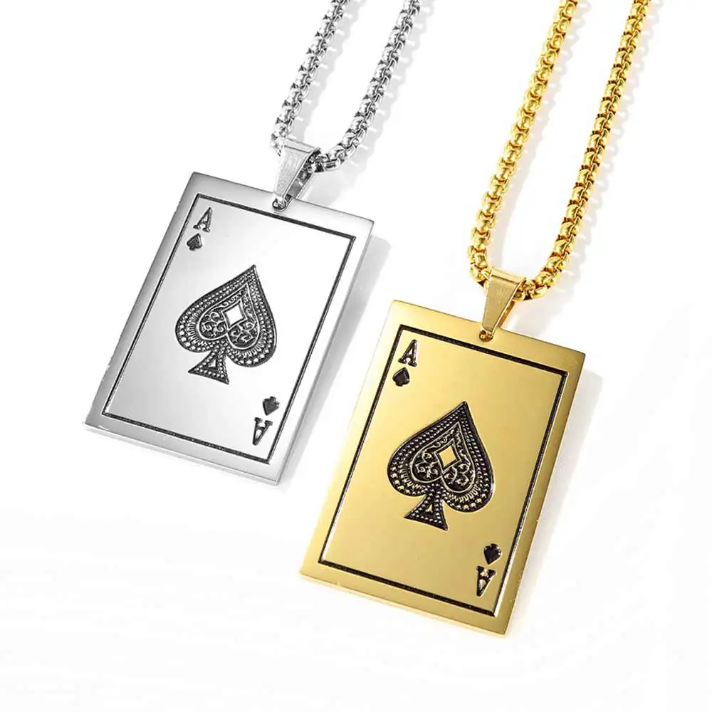 FATE LOVE Men Poker Ace of spades Подвески Ожерелья Цепочка из нержавеющей стали модные мужские