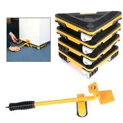 Kit de levage de meubles, 5 pièces, ensemble d'outils de déplacement de rouleaux professionnels lourds, barre de roues, glissières de transport, chariot jusqu'à 300Kg 