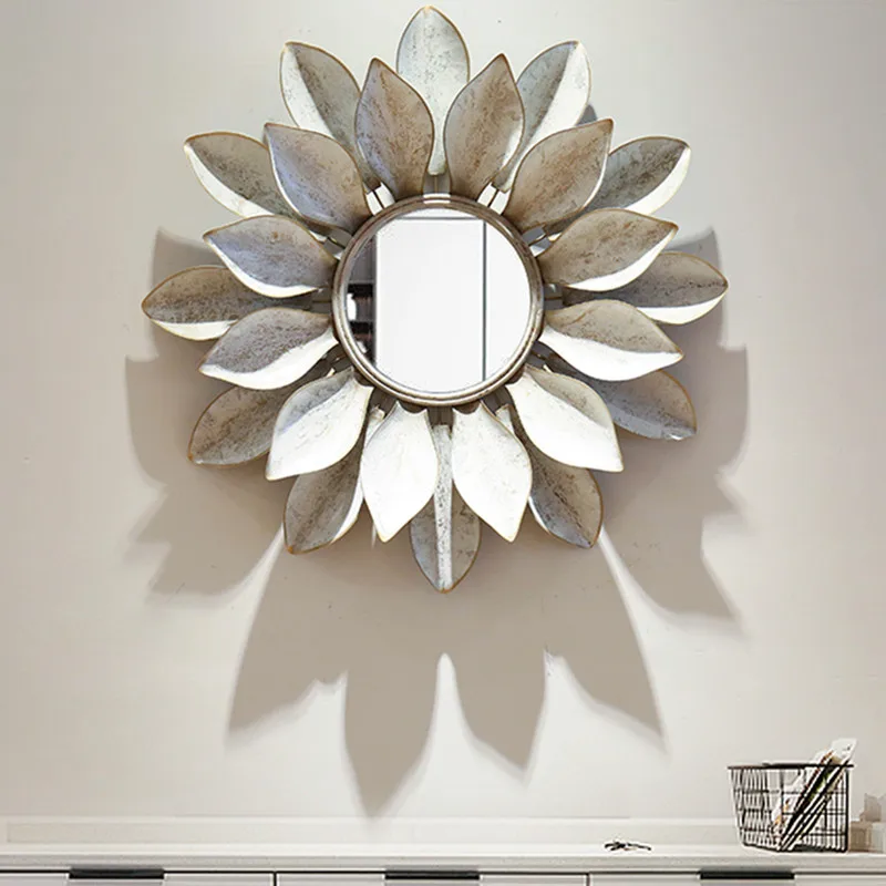 

Modern Wrought Iron Wall Hanging Decorative Mirror 3D Wall Mural Crafts KTV Home Livingroom Wall Background Metal Ornament X3929
