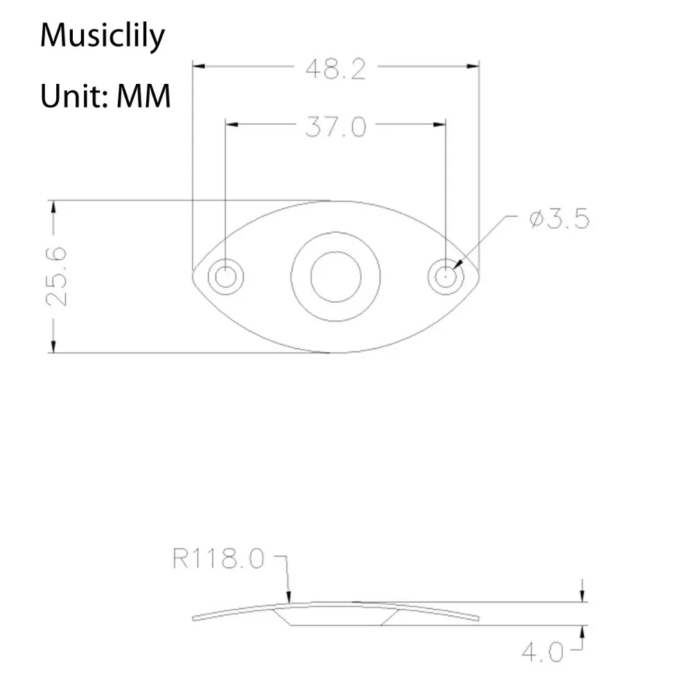 Musiclily Овальный гитарный входной разъем, черный