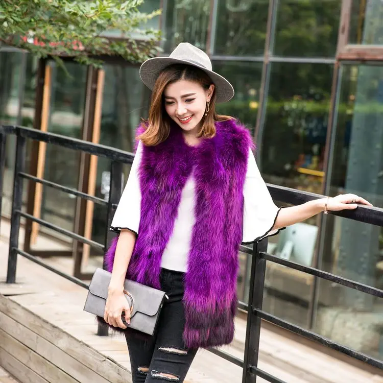 

Winter Thicker Natural Real Fox Fur Vest Women Sleeveless Jacket Gilet Fur Bodywarmer Thick Warm Streetwear