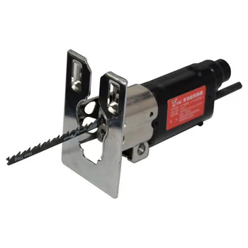 

Electric drill modified reciprocating saw with 3 saw blades and 1 sickle