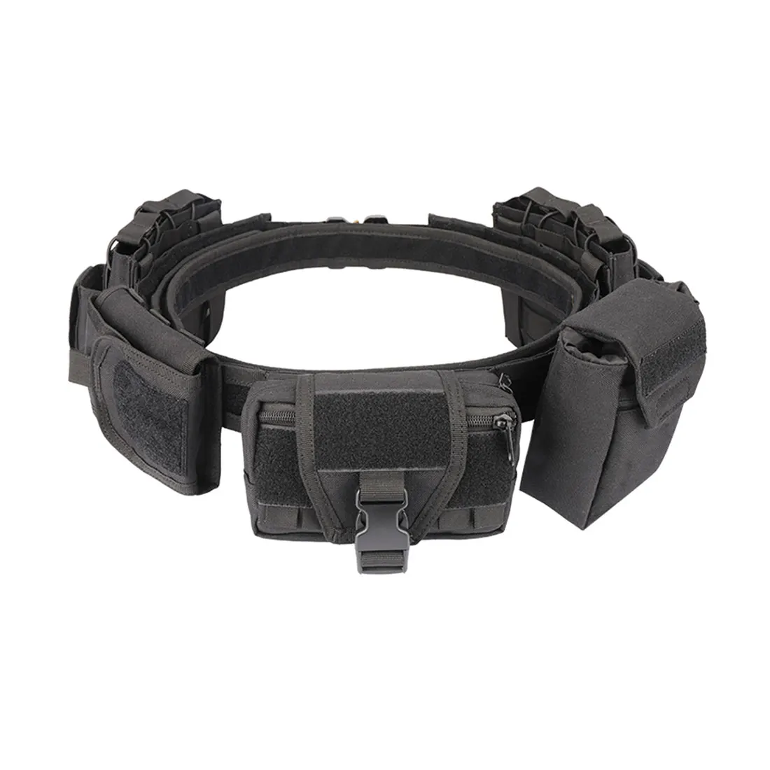 

YAKEDA Outdoor Patrol Multifunctional Molle Five-Piece Nylon Detachable Adjustable Tactical Belt - Black
