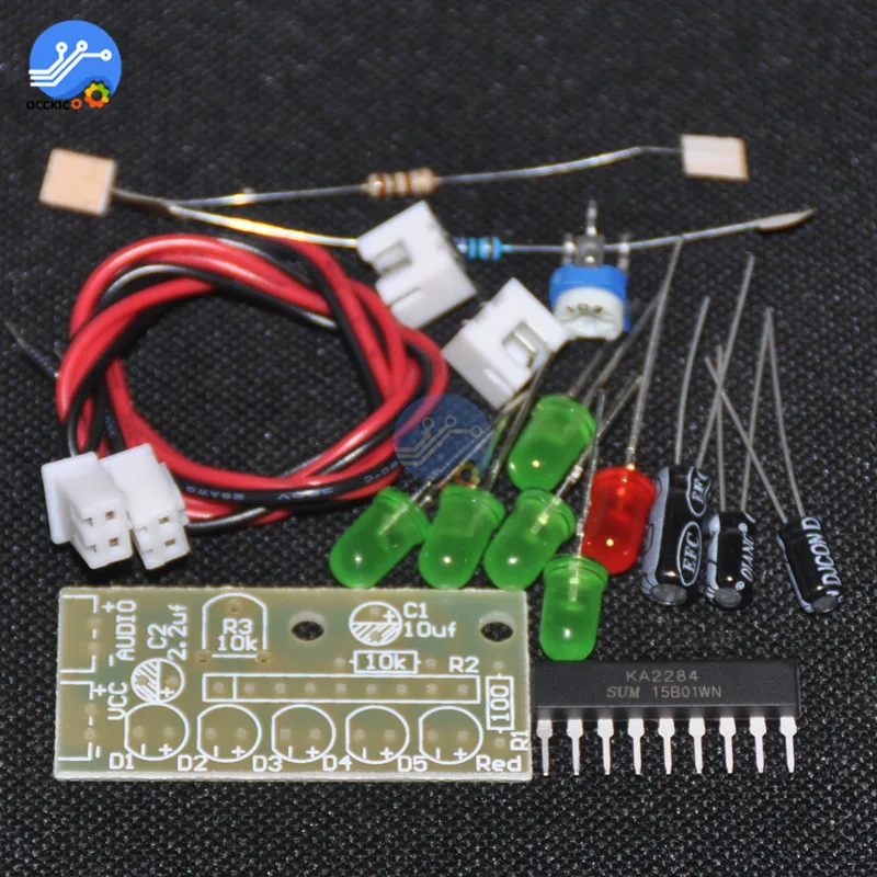 Электронный набор деталей 5 мм зеленый светодиодный индикатор уровня 3,5-12 В KA2284 DIY Kit индикатор уровня звука модуль DIY