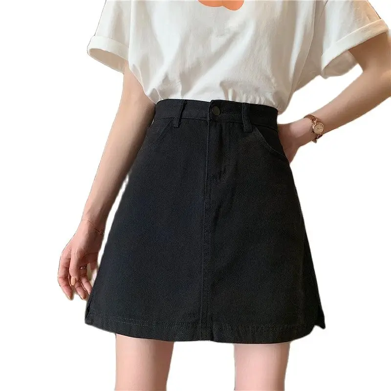 

Женская джинсовая юбка с завышенной талией, универсальная юбка трапециевидной формы, модель A475 на лето, 2022