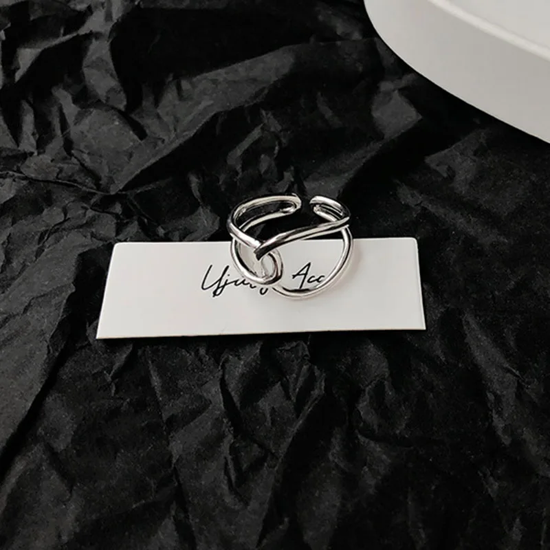 Foxanry Minimalist Silver Color Finger Rings Charm Women Girl Thai Silver Jewelry New Fashion Cross Twining Handmade Ring silver rings