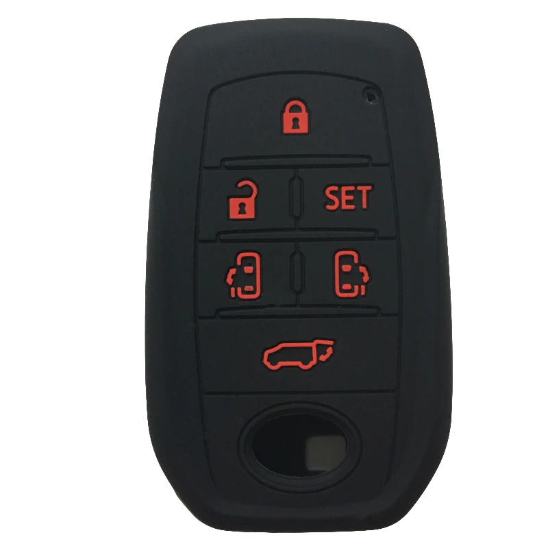 Силикагелевые Чехлы для ключей от автомобиля для Toyota Alphard PREVIA Voxy Noah Esquire Vellfire Harrier Key чехол для брелка сигнализации - Название цвета: black red