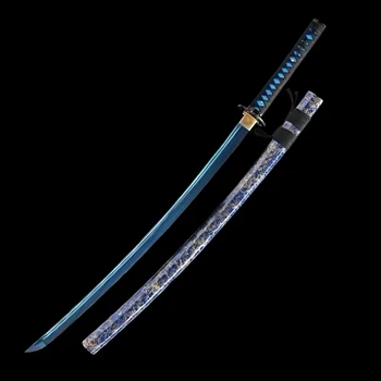 

Handmade High performance manganese steel Blue blade Knife Very sharp Japanese samara Sword Long Bending of katana Full Tang