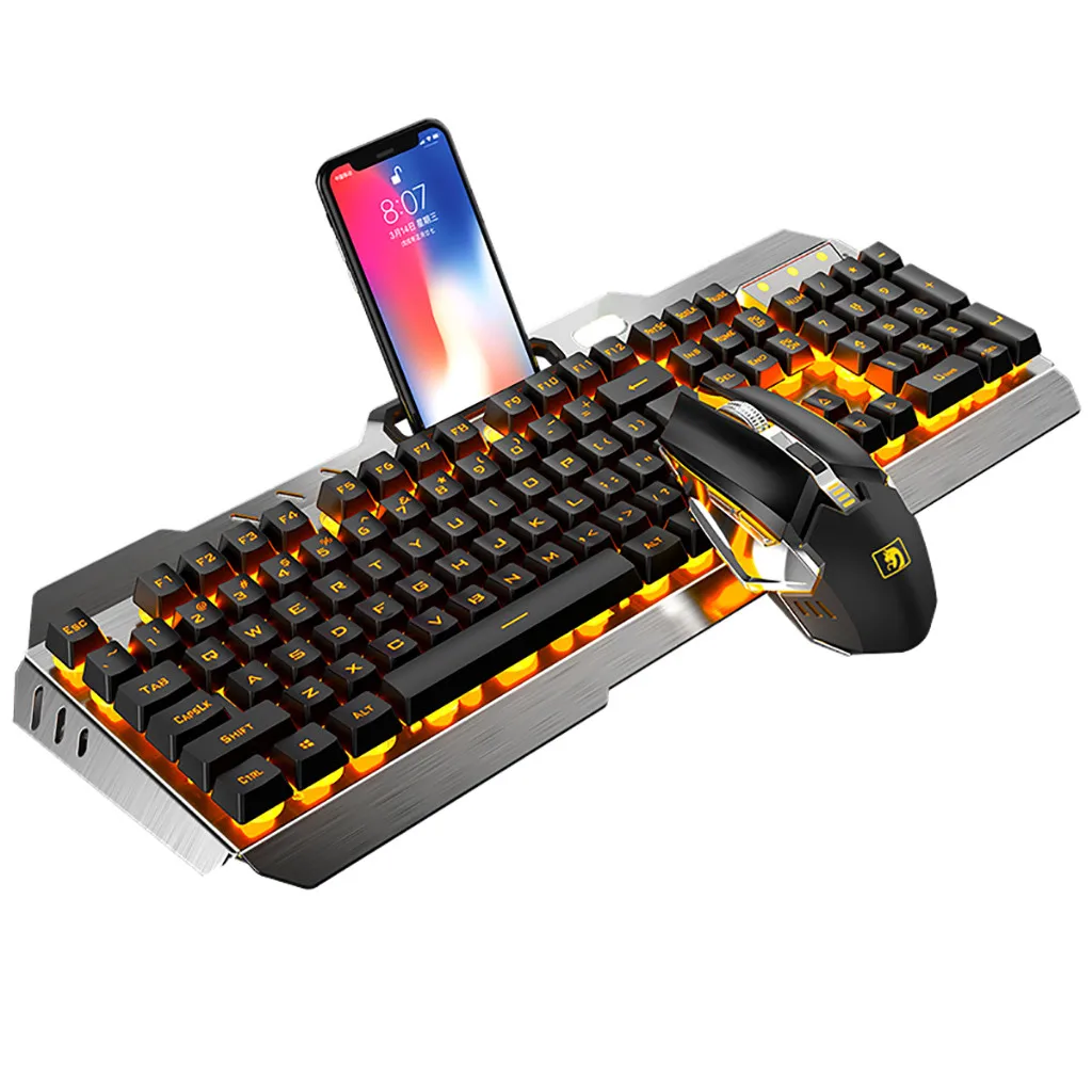 

Wireless Keyboard Mouse Rechargeable Wireless Mechanical Keyboard and Mouse Game Set Combo Standard Keyboard #G3