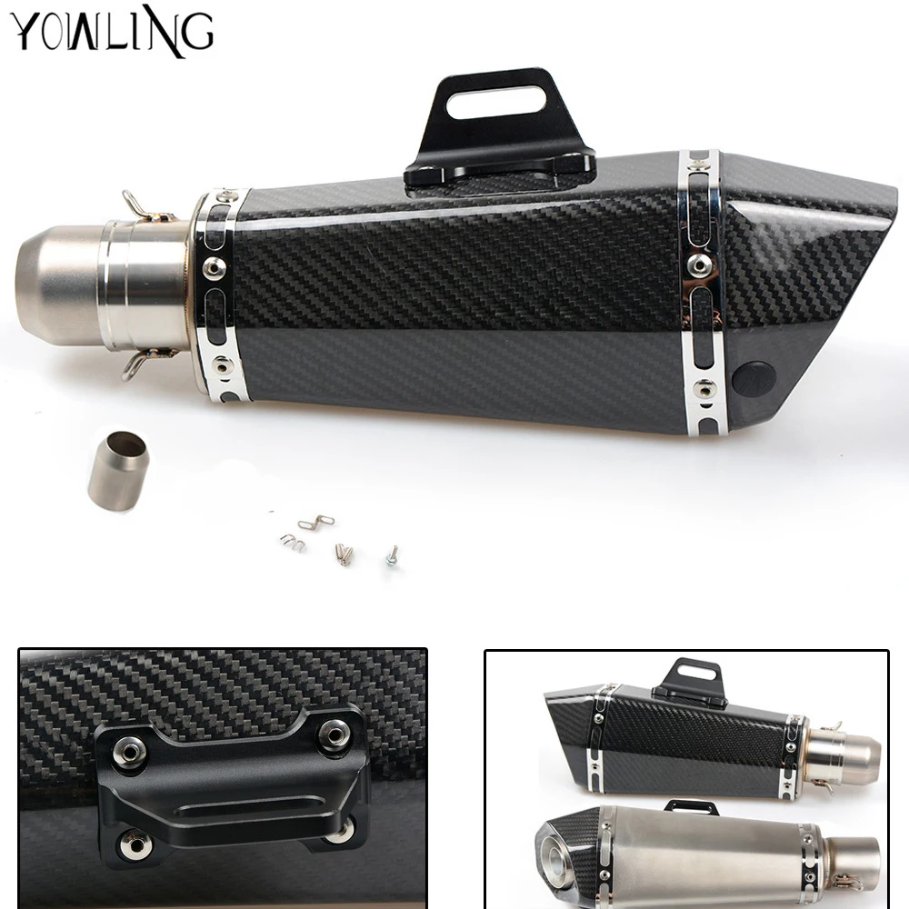 Motorcycle Real carbon fiber exhaust Exhaust Muffler pipe For Yamaha MT-07 MT07 MT 07 09 MT-09 FZ07 FZ09 Kawasaki NINJA 300 250