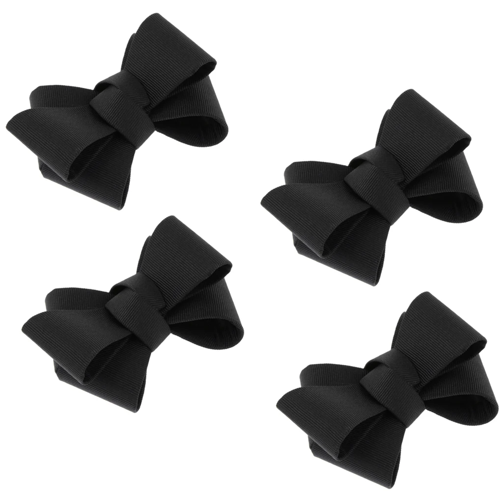 2 Pairs Fashion Black Ribbon Bow Bowknot High Heel Shoe Clips Charms Decors