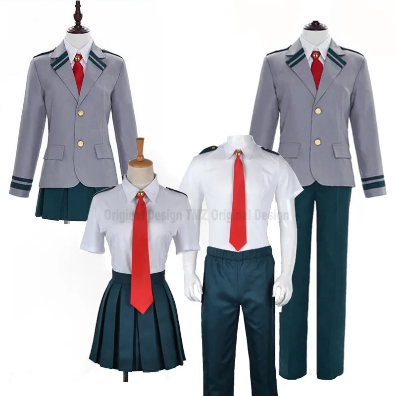 yandy costumes Boku no Hero Academia My Hero Academia Summer Winiter Uniform Midoriya Izuku Bakugou Katsuki Ochaco Uraraka Cosplay Costume Wigs french maid outfit