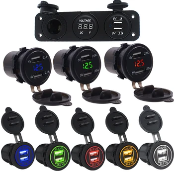 

Dual USB Socket Charger 4.2A 12V Cigarette Lighter Power Outlet ON- Toggle Switch Panel for Car Marine Boat Truck