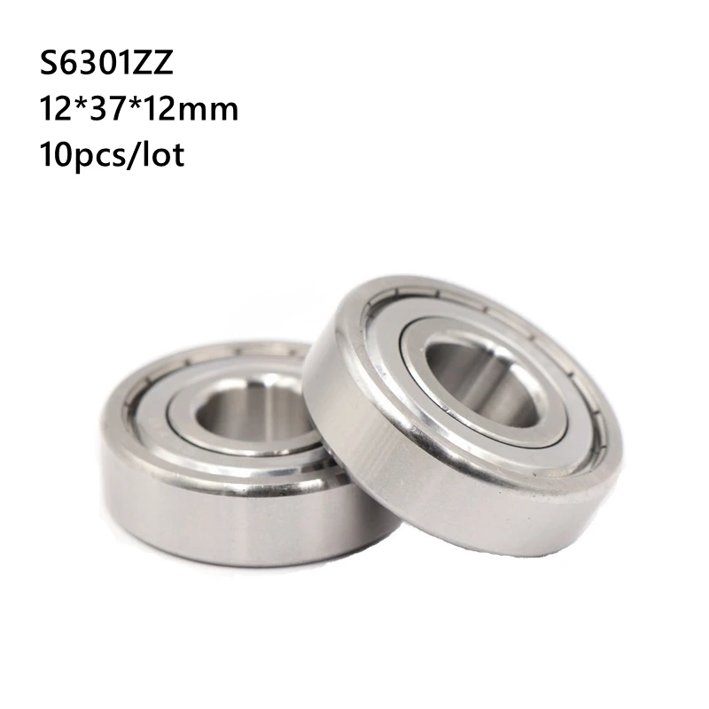 10 шт./лот ABEC-5 S6301ZZ S6301 ZZ 12*37*12 мм шарикоподшипники с глубоким желобом из нержавеющей