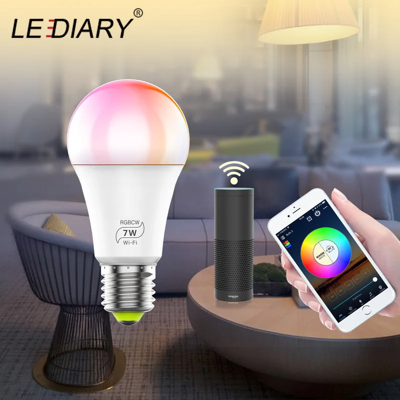 Светодиодная лампа IARY с Wi Fi и голосовым управлением светодиодная RGB 7 Вт 110 В 220 для