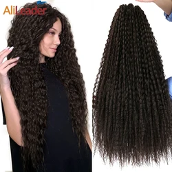 Source Origin Blonde Synthetic Braiding Hair 28Inch Curly Ocean Wave Crochet Hair Extensions Passion Faux Water Wavy For Women