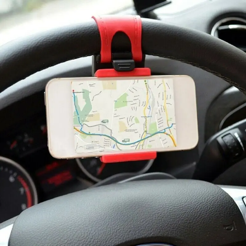 

ABS + Elastic Rubber Car steering wheel Phone Holder Universal Phone Bracket Car Navigation Holder support smartphone voiture