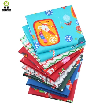 

Shuanshuo Christmas Patchwork Cotton Fabric Fat Patchwork Sewing Cloth Doll clothing Tilda Quilt Tissue 9 PCS/LOTS 40*50CM