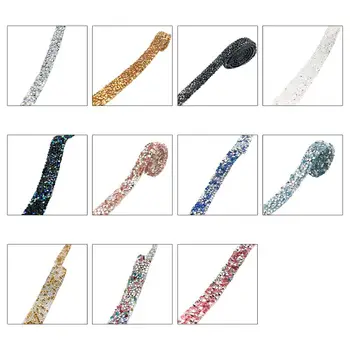 

1 Yard Resin Rhinestone Ribbon Hotfix Wrap Glitter Crystal Trim Strip DIY Decor