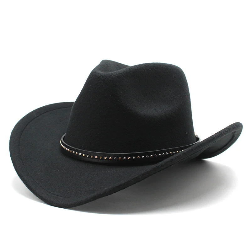 Winter Women Men Black Wool Fedora Hat 