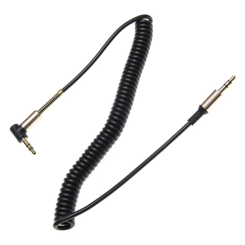 Spring 3 5mm Jack Aux Audio Cable Gold Plug AUX Cord for Phone Car Speaker MP3 4 Headphone 100pcs