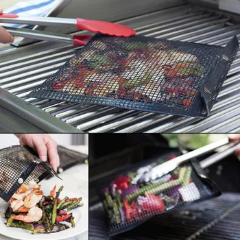 

1-10pcs Non-Stick Mesh Grilling Bag Outdoor Picnic Tool Reusable and Easy To Clean Non-Stick BBQ Bake Bag Accessories