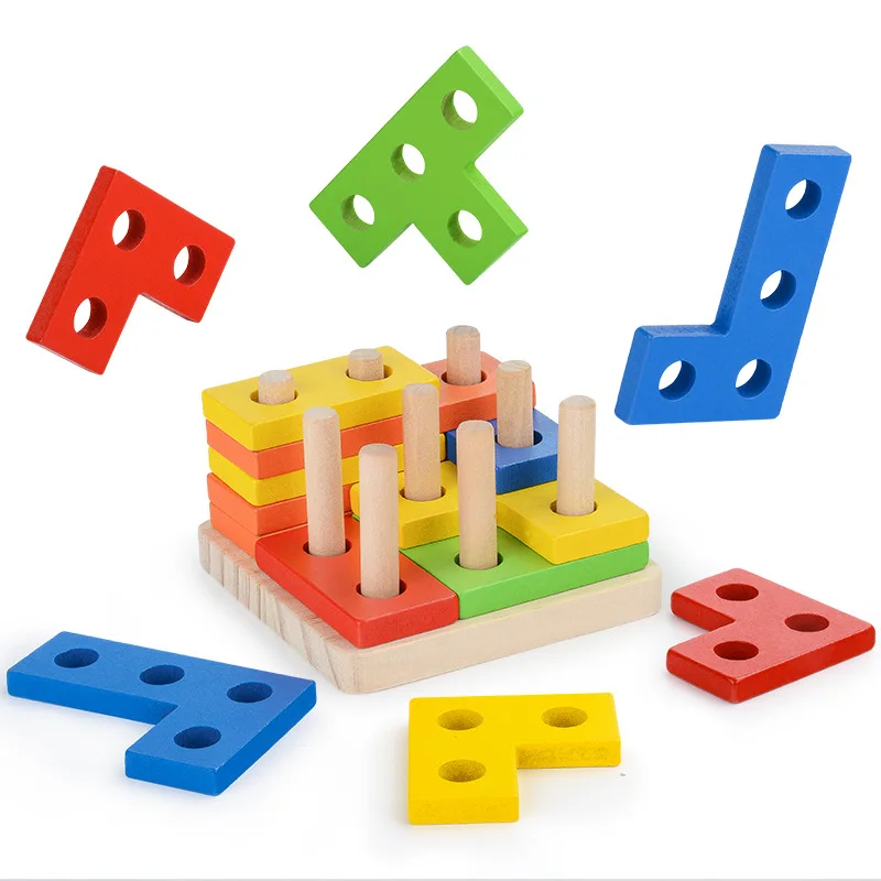 

Montessori Toys Educational Wooden Math Toys for Children Early Learning Improve Kids Intelligence Geometric Shapes Matching