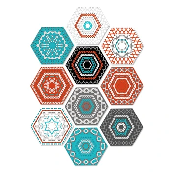 

10Pcs Hexagon Moroccan Self-Adhesive Non-Slip Bathroom Kitchen Floor Wall Tile Sticker