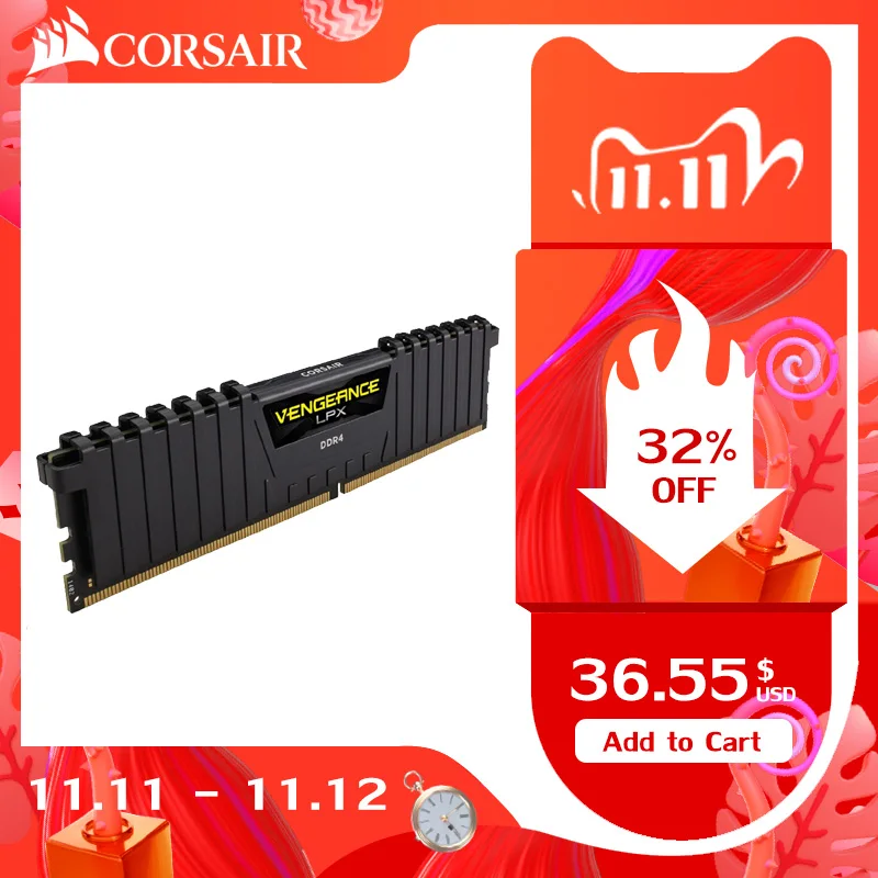  CORSAIR Vengeance оперативная память LPX 4 ГБ 8 ГБ 16 ГБ 32 ГБ DDR4 PC4 2400 МГц 2666 МГц 3000 МГц 3200 МГц модуль ОЗУ для настольного ПК DIMM 