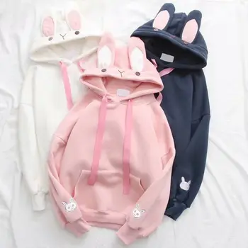 

Autumn Long Sleeve Hoodies Fashion Women Rabbit Hat Sweatshirts Casual Female Hoodies