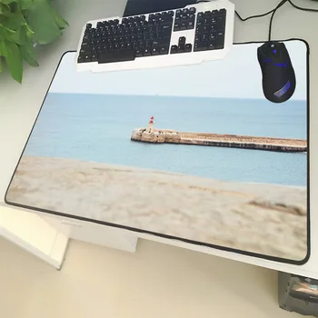 

XGZ Landscape Large Size Mouse Pad Lock Side Seaside Lighthouse Coastline View Laptop PC Table Mat Rubber Universal Non-slip