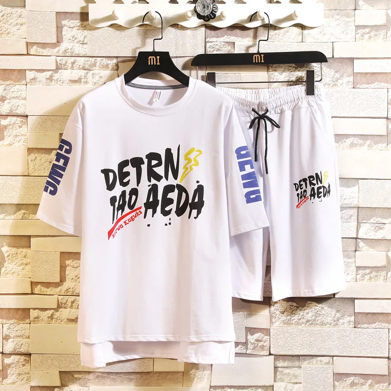 Summer New Style Men Leisure Set Korean-style Trend Short Sleeve T-shirt Male Fifth Pants Shorts Sports Set Summer New Style Men Leisure Set Korean-style Trend Short Sleeve T-shirt Male Fifth Pants Shorts Sports Set