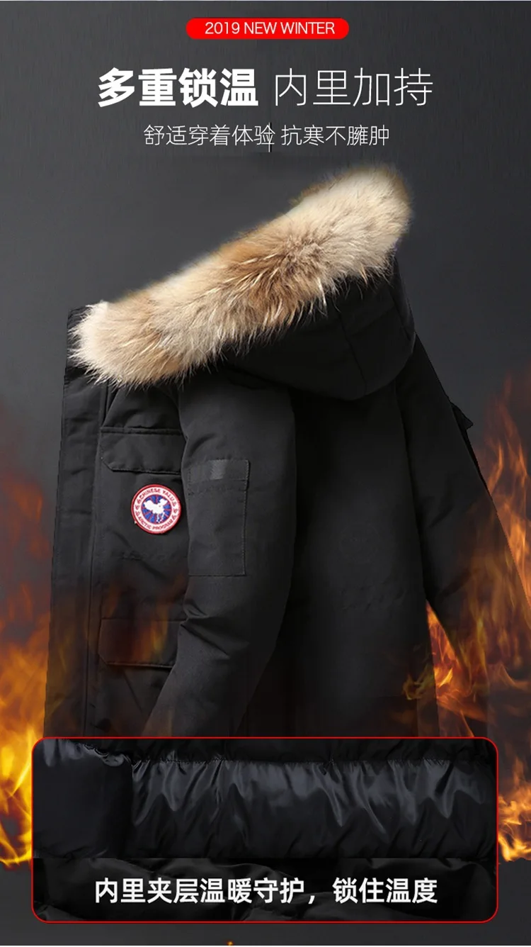 Cotton-padded Clothes MEN'S Coat Winter Trend Medium-length Cotton-padded Jacket Plus-sized Workwear Thick Overcoat down Jacket