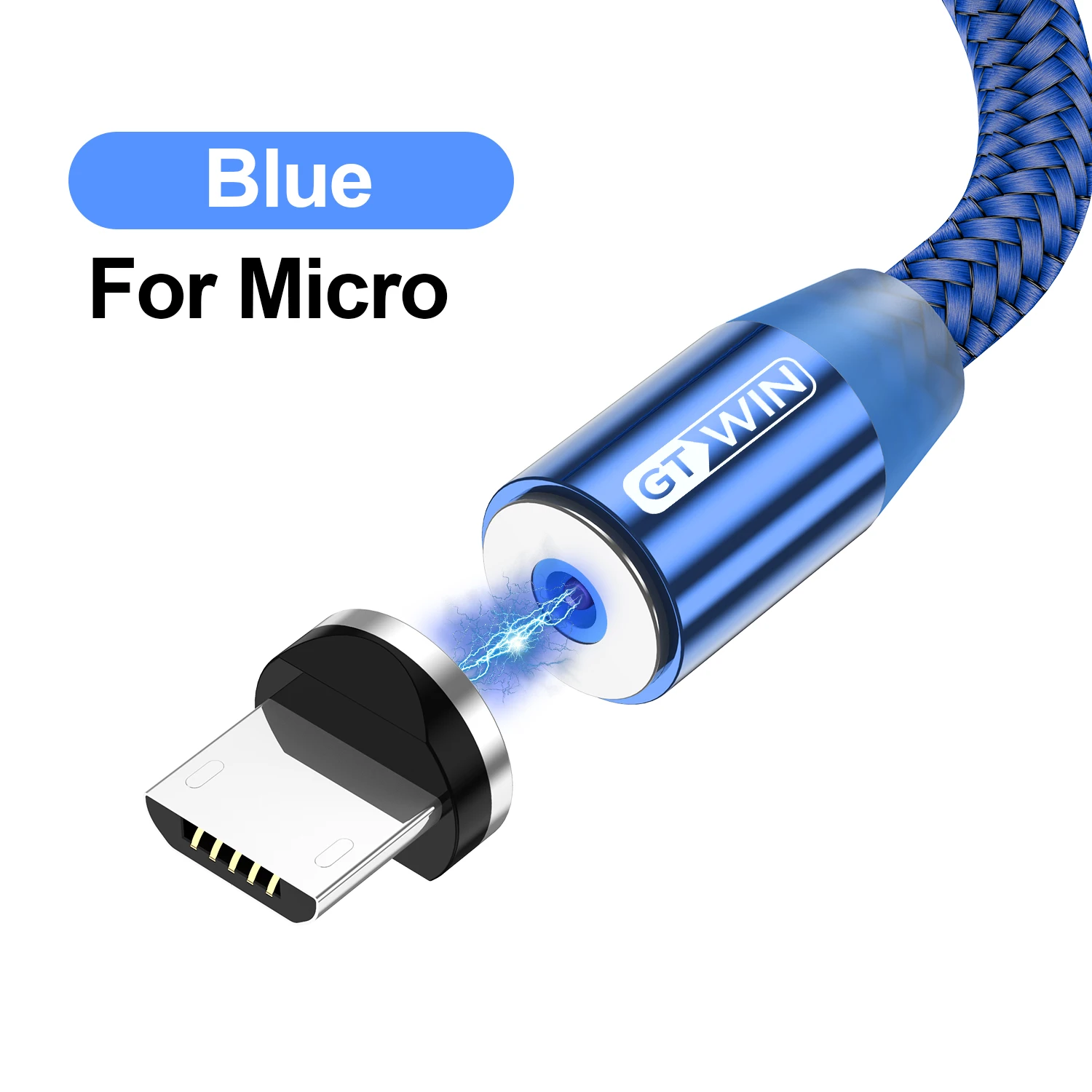 GTWIN Магнитный Micro USB кабель для iPhone 7 зарядное устройство Шнур магнит Тип C кабель 3 м USB C Быстрая зарядка для samsung S9 Plus iPad Pro - Цвет: For Micro Blue